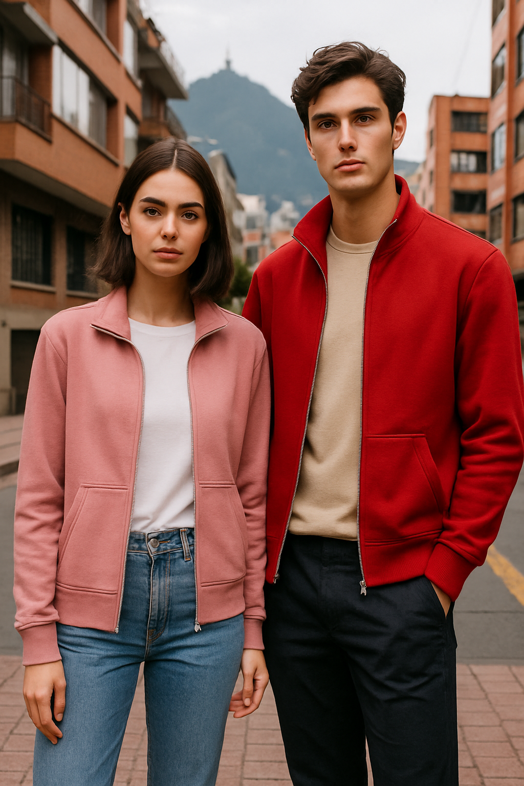 Chaqueta cuello alto cremallera