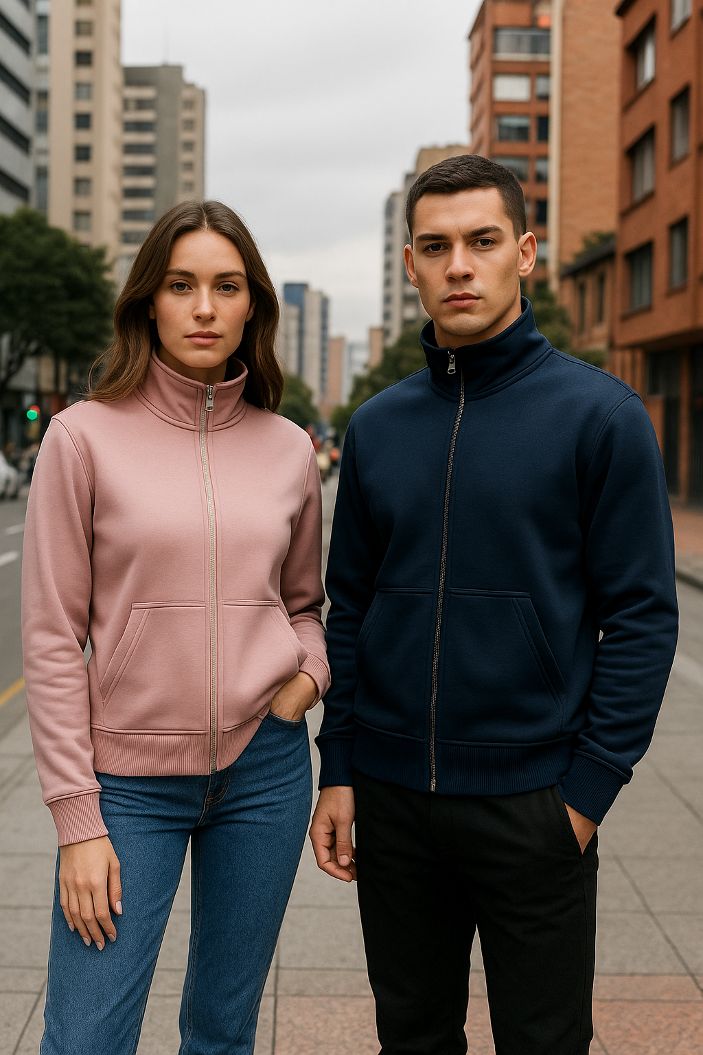 Chaqueta cuello alto cremallera